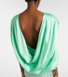 Là Fuori Sequined caped open-back gown