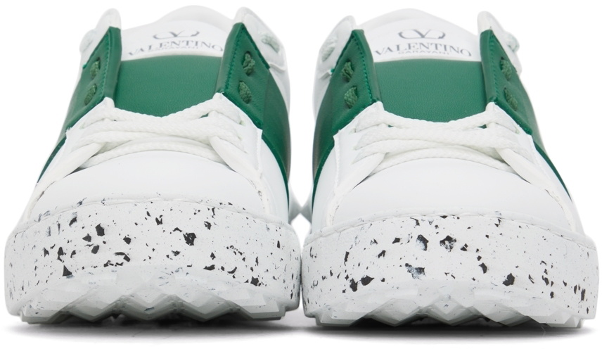 Valentino Garavani White & Green Open For A Change Sneakers