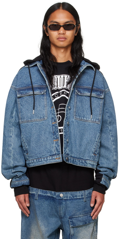 Photo: SPENCER BADU Blue & Black Paneled Denim Jacket