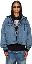 SPENCER BADU Blue & Black Paneled Denim Jacket