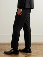 Mr P. - Tapered Grosgrain-Trimmed Wool Drawstring Tuxedo Trousers - Black