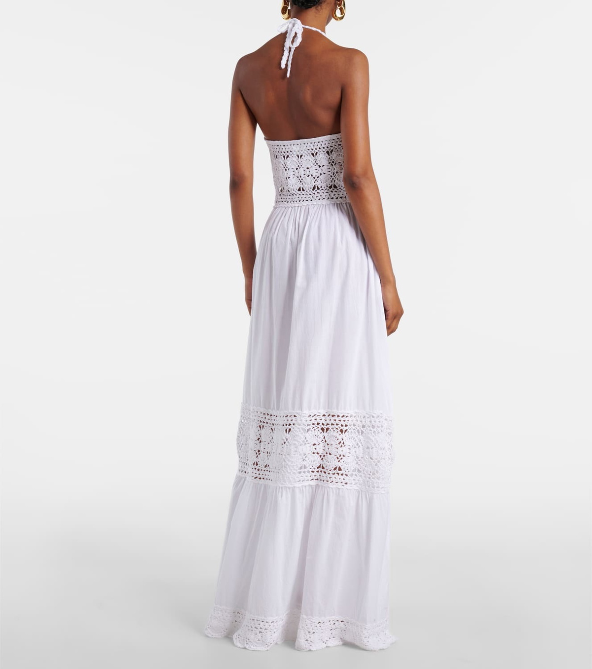 Anna Kosturova Filigree crochet halterneck maxi dress