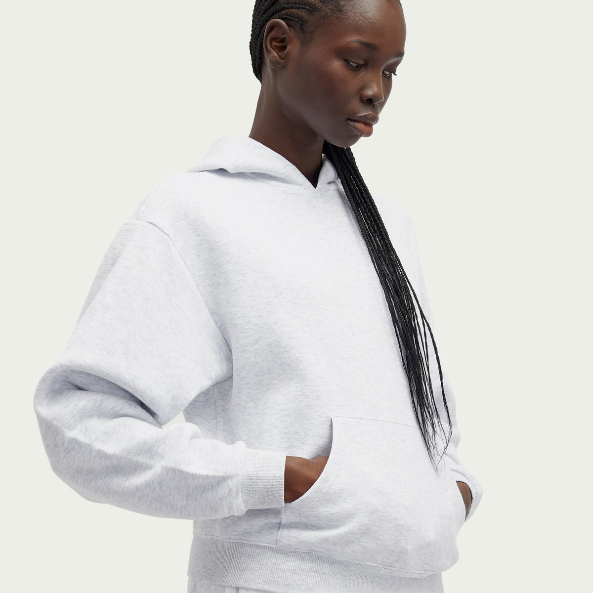 SKIMS Women's Cotton Fleece Classic Pullover Hoodie in Light Heather Grey