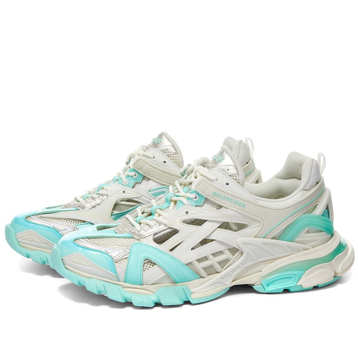 Photo: Balenciaga Men's Track 2 Sneakers in Mint/Light Beige/Grey