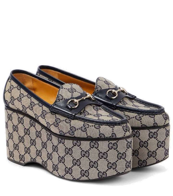 Photo: Gucci Gucci Horsebit GG canvas platform loafers