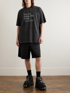 VETEMENTS - Oversized Embroidered Printed Distressed Cotton-Jersey T-Shirt - Black
