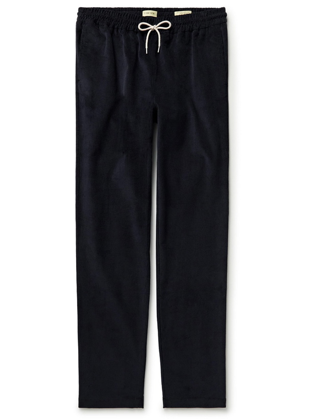 Photo: DE BONNE FACTURE - Slim-Fit Cotton-Corduroy Drawstring Trousers - Blue