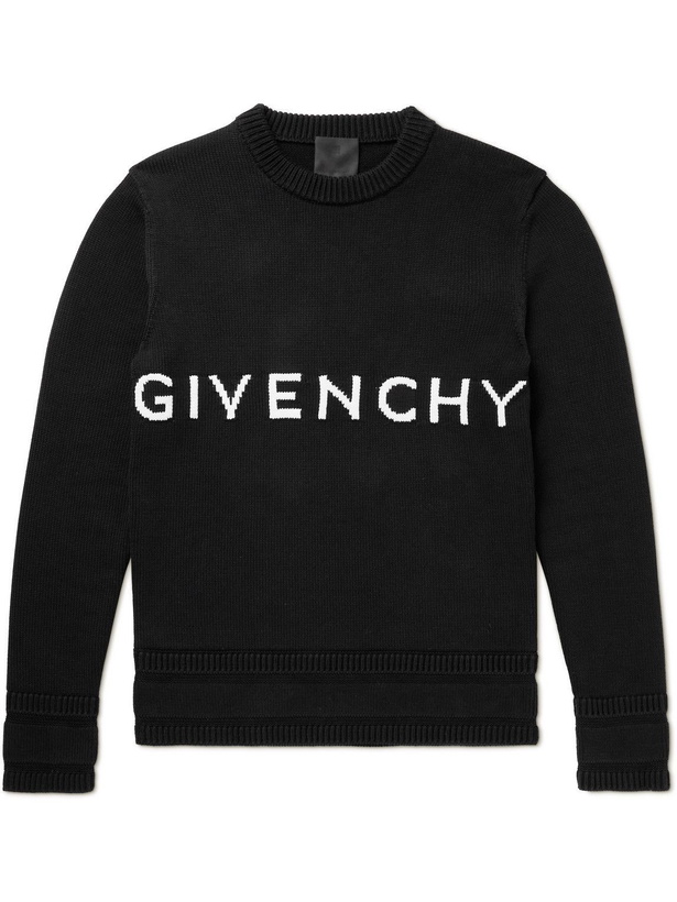 Photo: Givenchy - Logo-Intarsia Cotton Sweater - Black