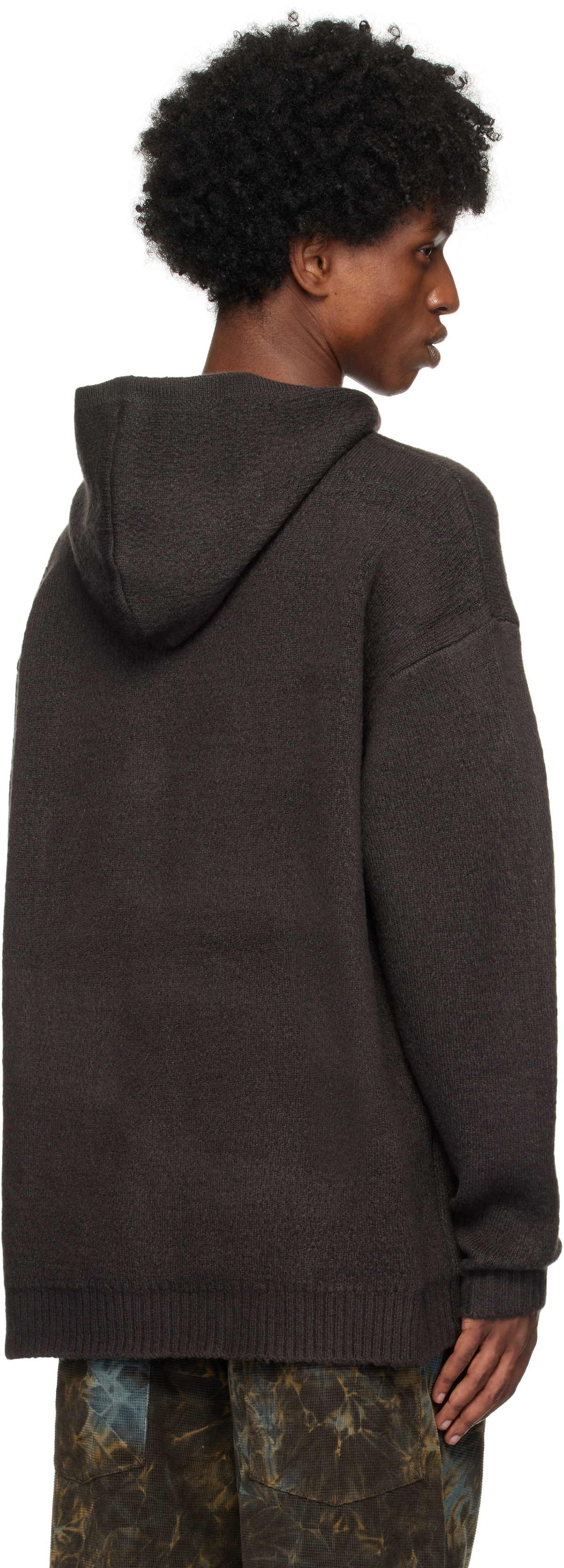 BLUEMARBLE Brown Embroidered Knitted Hoodie