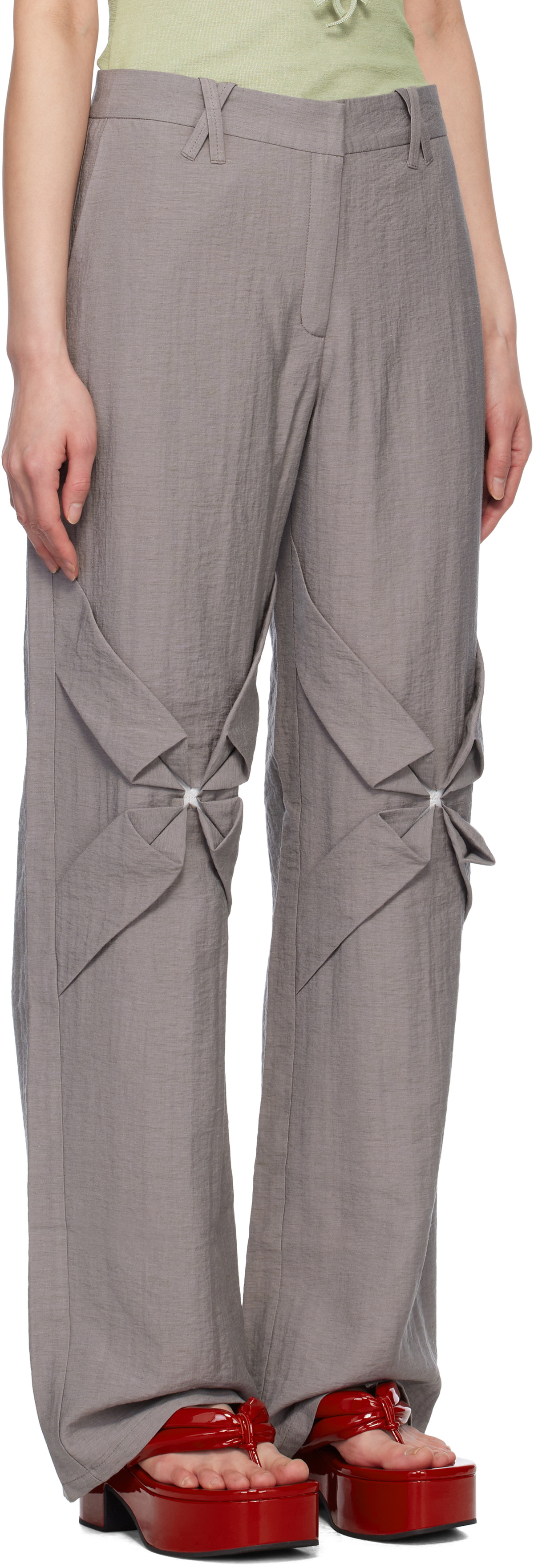 J.Kim Gray Smocked Flower Trousers
