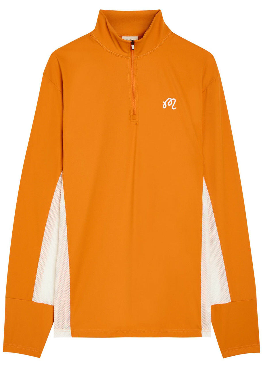 Malbon Santiago Logo Half-zip Stretch-jersey Mid-layer Jacket Orange