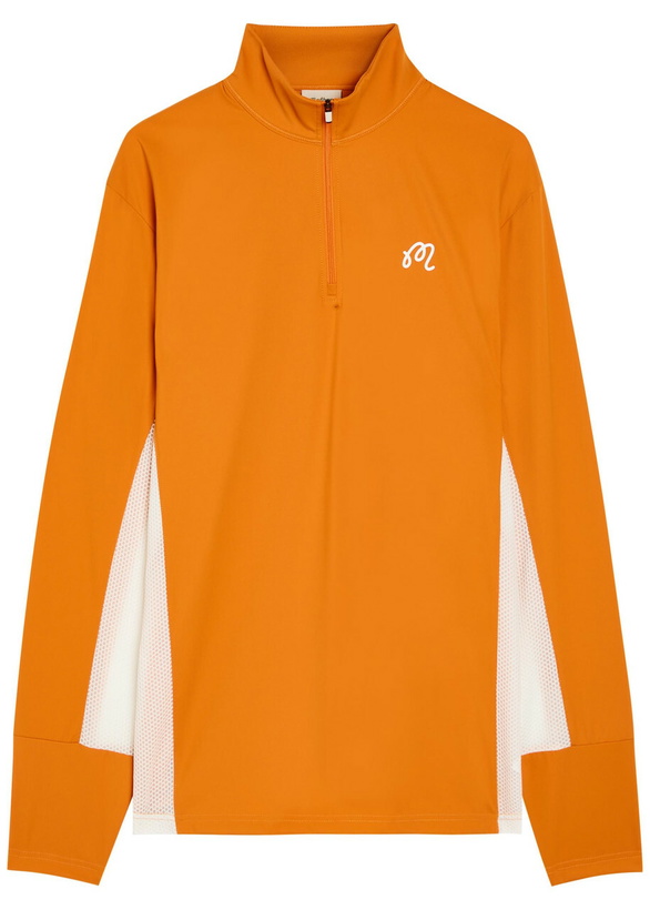 Photo: Malbon Santiago Logo Half-zip Stretch-jersey Mid-layer Jacket Orange
