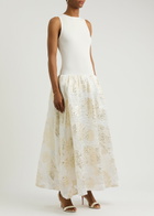 Sister Jane Sophia Ribbed-knit and Cloqué Maxi Dress Cream