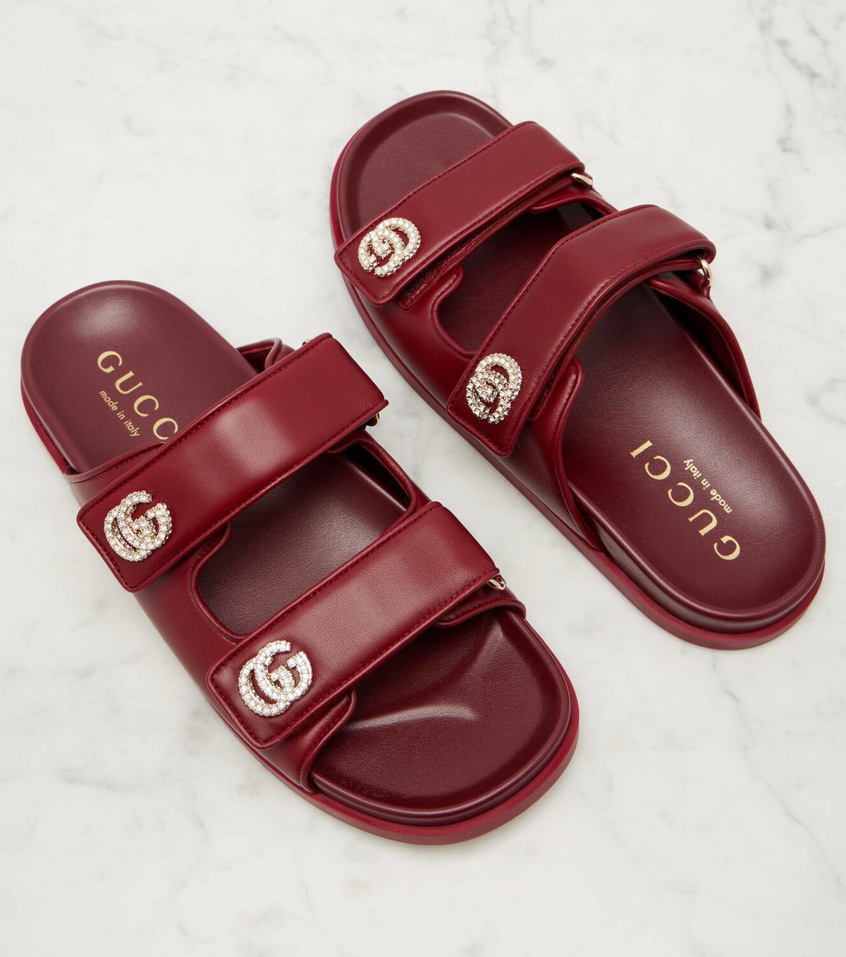 Gucci GG crystal-embellished leather sandals Gucci
