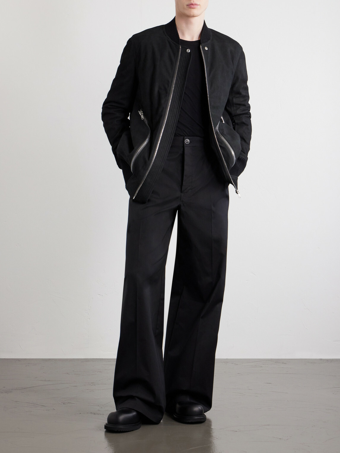 Rick Owens - Wide-Leg Cotton-Blend Canvas Trousers - Black