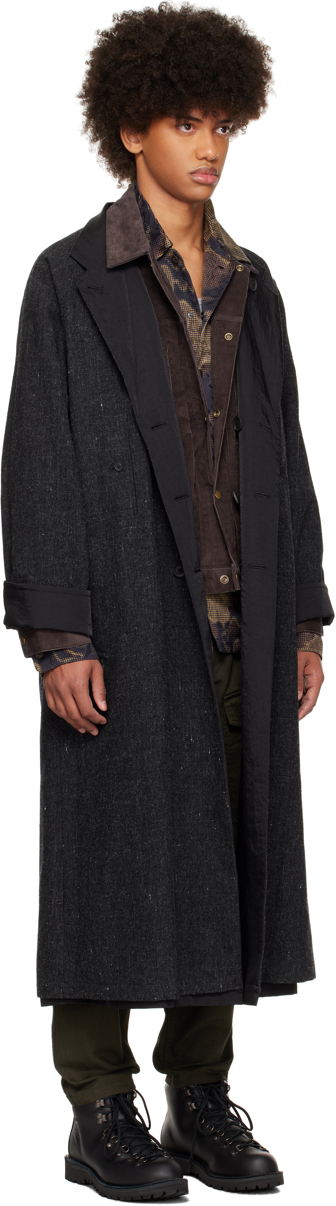 ジャケット・アウター OSHIMA REI REVERSIBLE TAILORED LONG CT YOHJI YAMAMOTO Gray I-Raglan Reversible Coat Yohji Yamamoto
