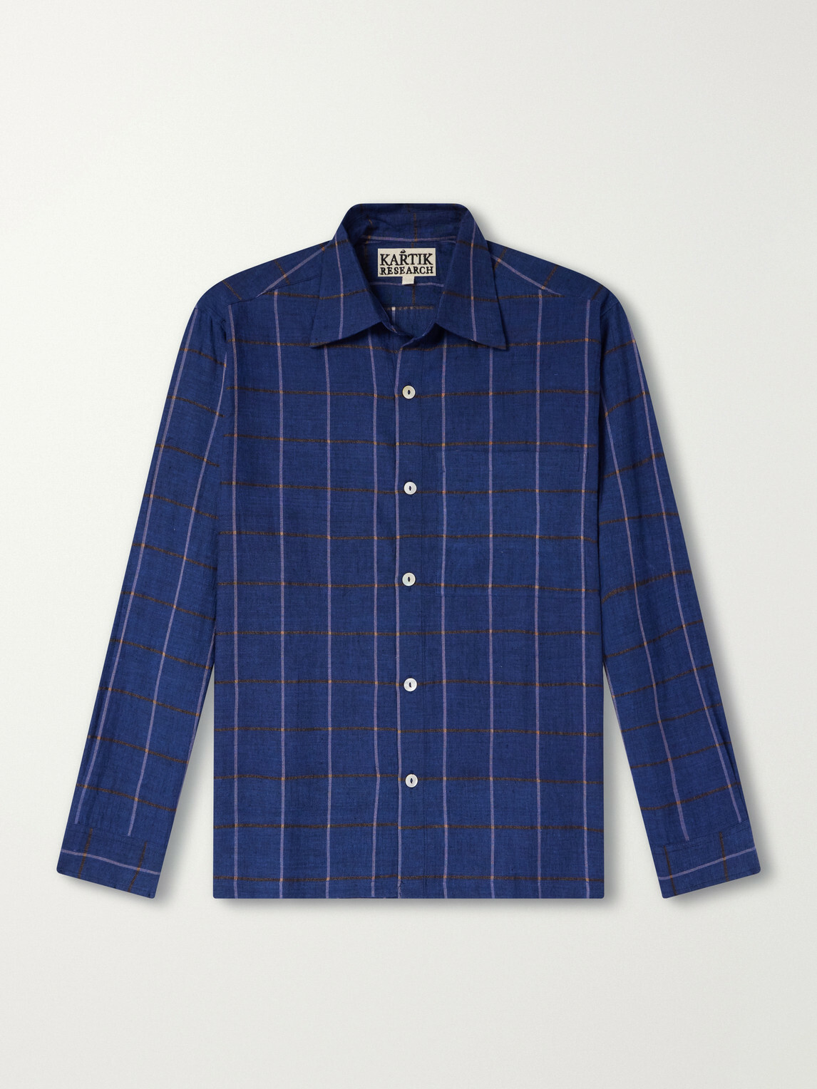 Kartik Research - Checked Cotton-Canvas Shirt - Blue