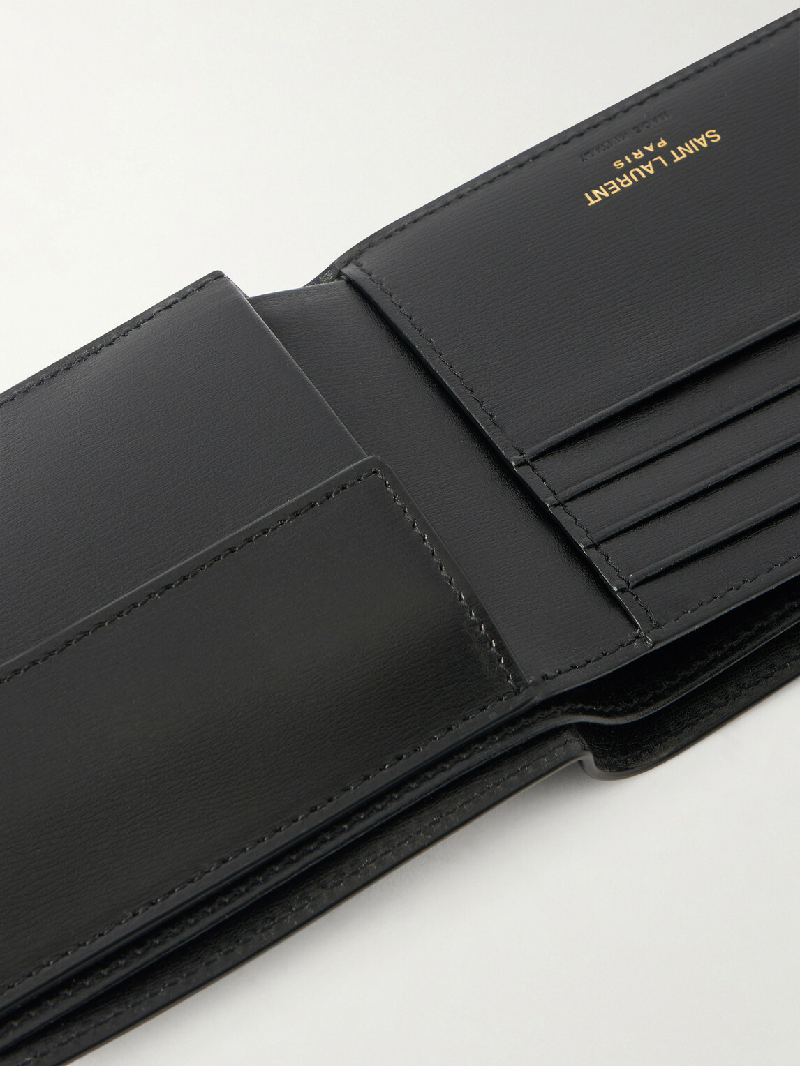 SAINT LAURENT - Logo-Embellished Leather Bifold Wallet with Money Clip