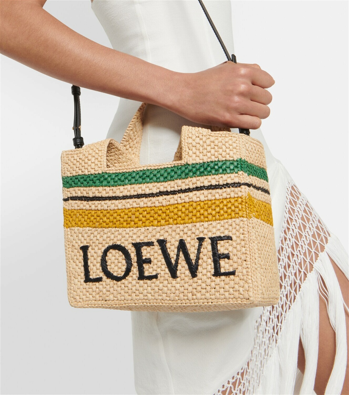 Logo raffia tote bag by Loewe