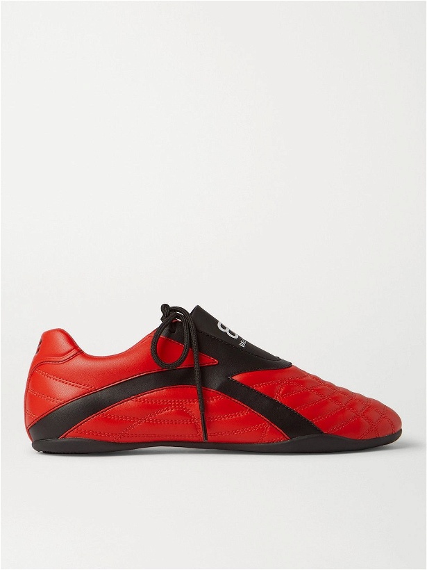 Photo: Balenciaga - Zen Logo-Print Faux Leather Sneakers - Red