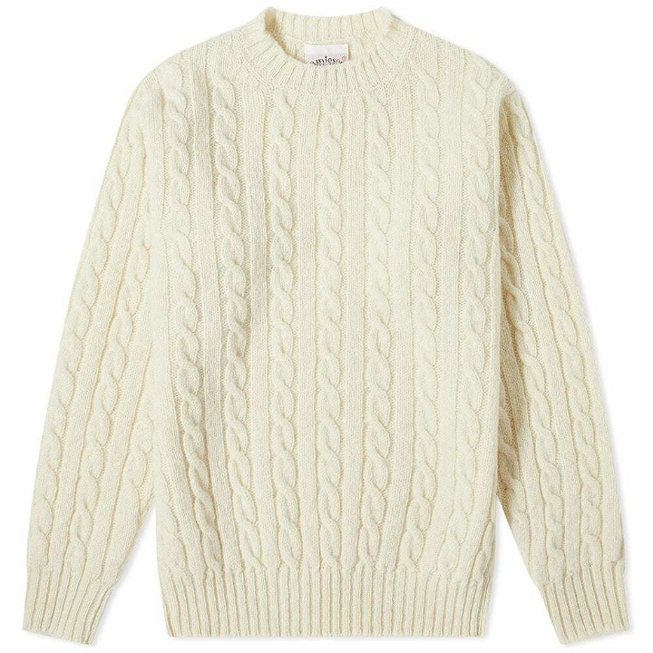 Photo: Jamieson's of Shetland Men's Cable Crew Knit in Natural White