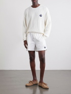 FRAME - Straight-Leg Logo-Embroidered Cotton-Twill Drawstring Shorts - Neutrals