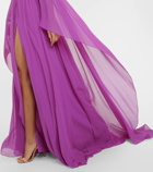 Elie Saab Pleated silk chiffon gown