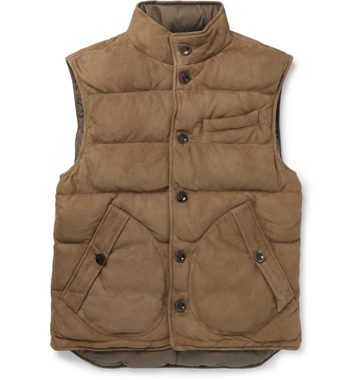 Photo: Ralph Lauren Purple Label - Reversible Quilted Suede and Shell Down Gilet - Brown