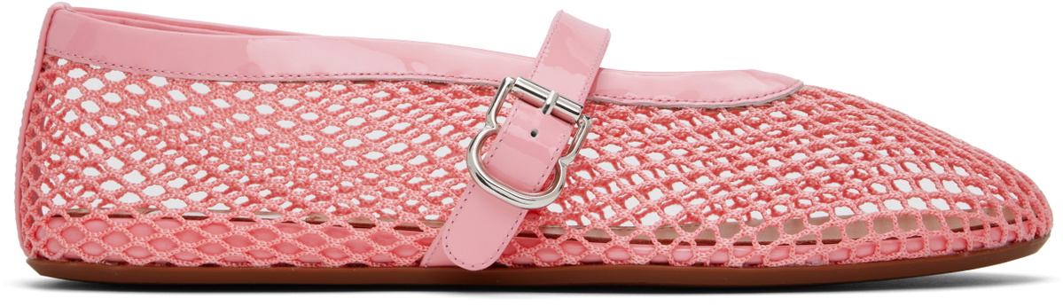 ALAÏA Pink Fishnet Ballerina Flats