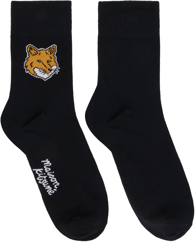 Photo: Maison Kitsuné Black Fox Head Socks