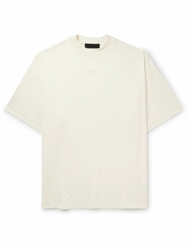 Photo: FEAR OF GOD ESSENTIALS - Oversized Logo-Appliquéd Cotton-Jersey T-Shirt - Neutrals