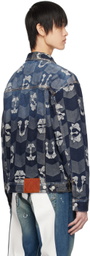 Evisu Indigo Jacquard Denim Jacket