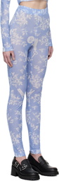 Moschino Jeans Blue Floral Print Mesh Leggings