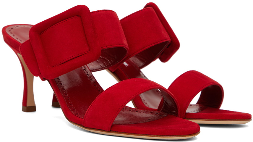 Manolo Blahnik Red Gable Heeled Sandals