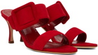 Manolo Blahnik Red Gable Heeled Sandals