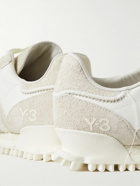 Y-3 - Marathon Distressed Suede and Leather Sneakers - White