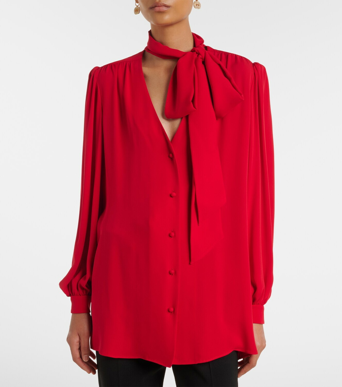 Valentino Tie-neck silk georgette blouse