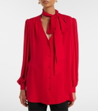 Valentino Tie-neck silk georgette blouse