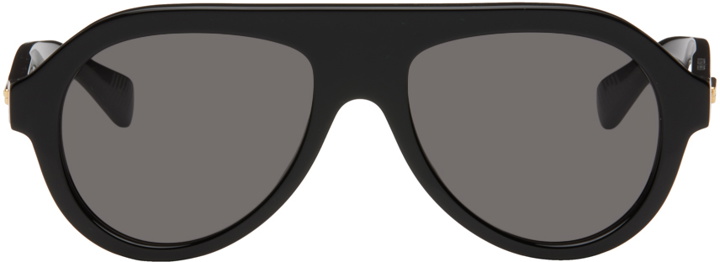 Photo: Bottega Veneta Black Classic Aviator Sunglasses