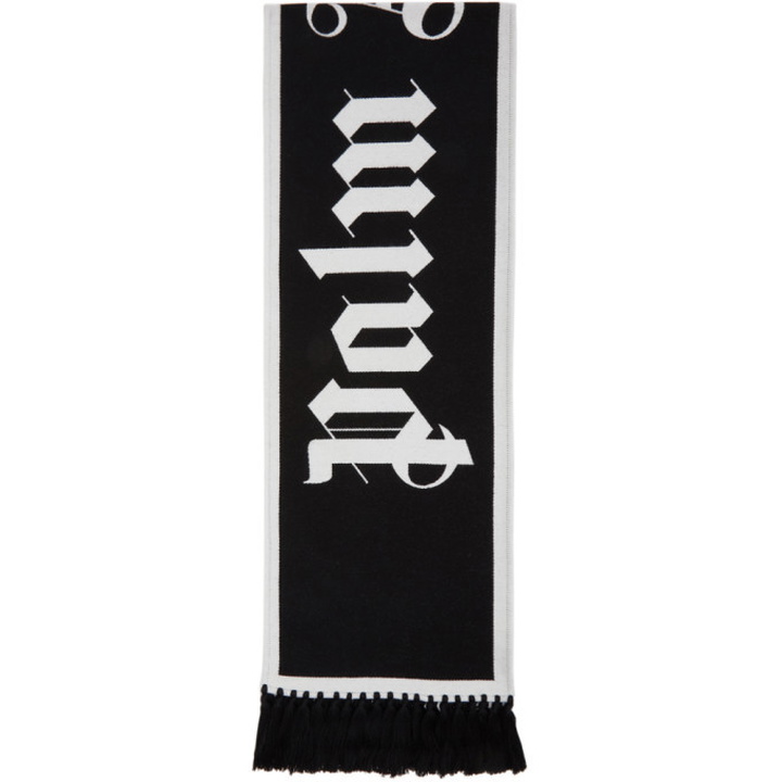 Photo: Palm Angels Black and White All Over Logo Scarf