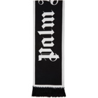 Palm Angels Black and White All Over Logo Scarf