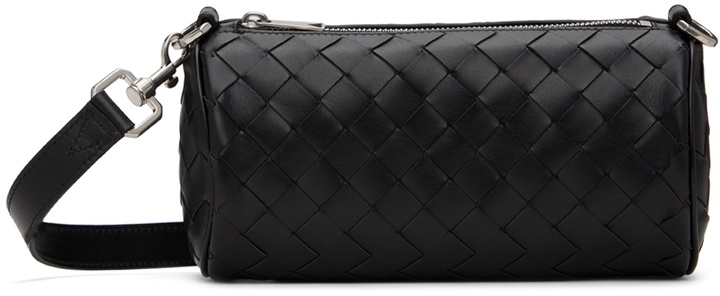 Photo: Bottega Veneta Black Mini Intrecciato Barrel Pouch