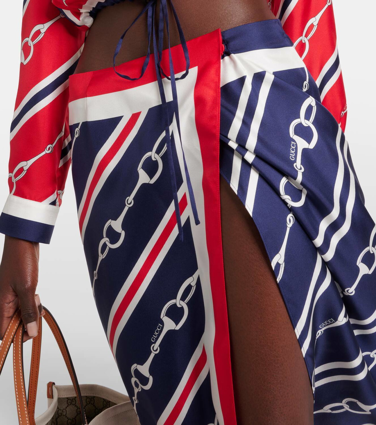 Gucci Horsebit silk twill wrap skirt Gucci