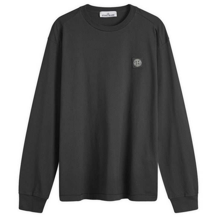 Photo: Stone Island Men's Long Sleeve Patch T-Shirt in Black