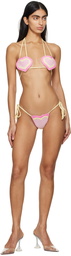 GCDS Pink Heart Bikini Top