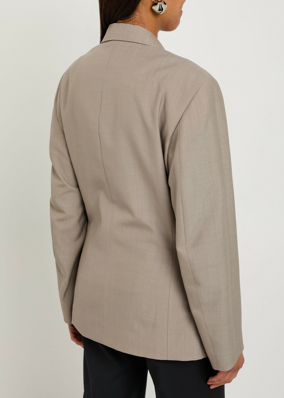 Lemaire Double-breasted Woven Blazer Taupe