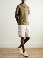 Frescobol Carioca - Faustino Camp-Collar Cotton, Lyocell and Linen-Blend Terry Polo Shirt - Green