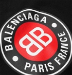 Balenciaga - Oversized Logo-Print Fleece-Back Cotton-Jersey Hoodie - Black