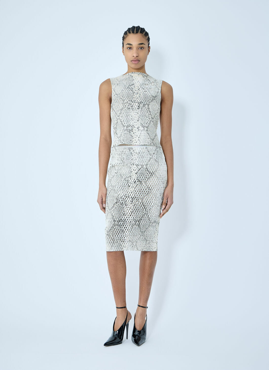 Alexander Wang Snake-Print Embossed Midi Skirt