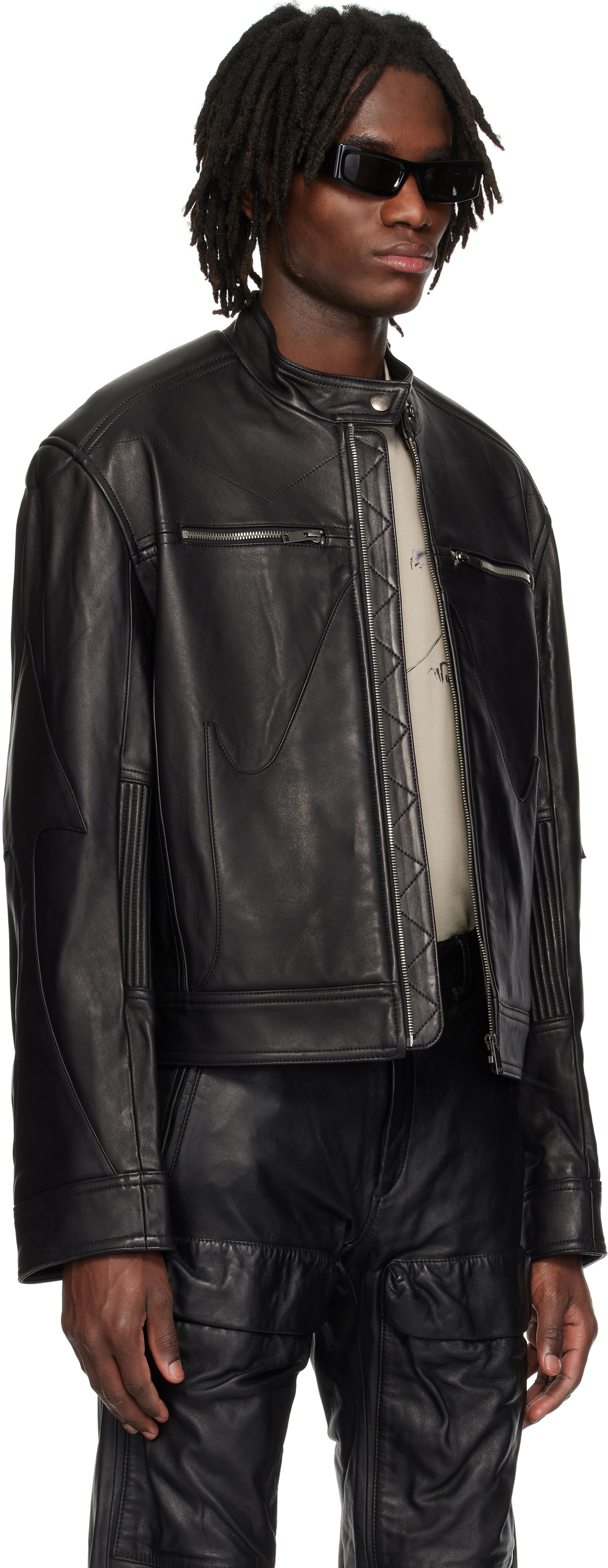 KUSIKOHC Black Biker Leather Jacket